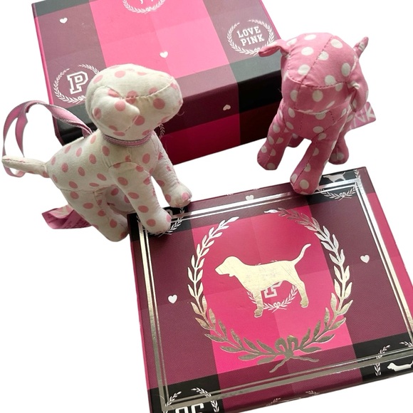 PiNK Victoria’s Secret Mini Dog Ornaments + VS LOVE PiNK Box PiNK Christmas - Picture 8 of 11
